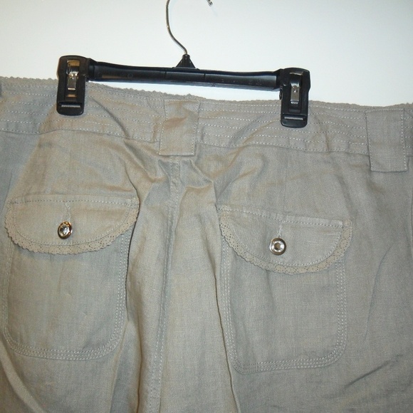 INC Wide Leg Curvy Fit Linen Taupe Pant 16 Short - Picture 7 of 8